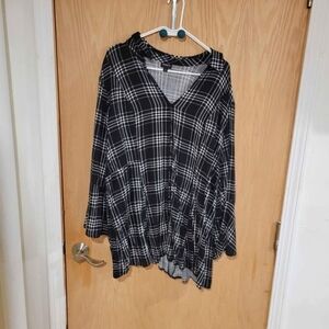 Torrid Black and White Checkered Blouse
